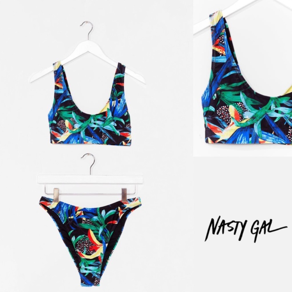 NWT NASTY GAL 90s BASIC PRINT BIKINI TOP BOTTOMS 6